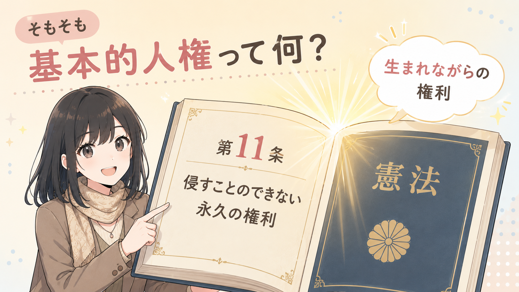 憲法第11条 侵すことのできない永久の権利。基本的人権は生まれながらの権利