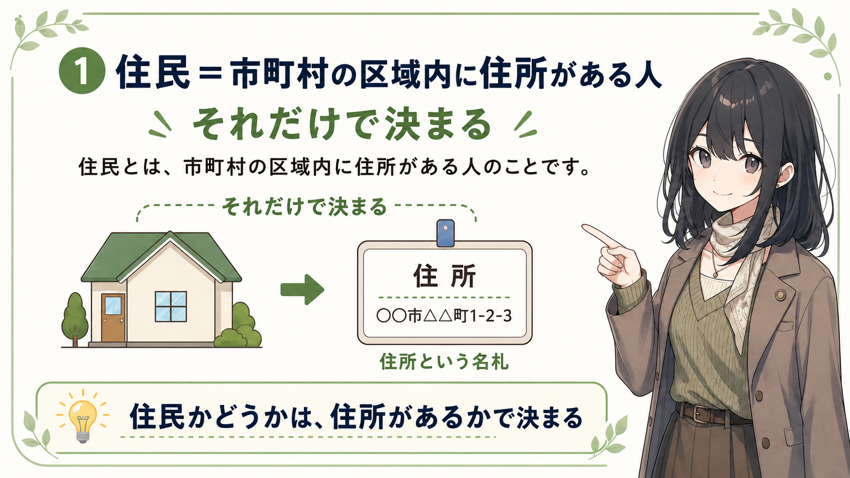 住民＝市町村の区域内に住所がある人。それだけで決まる