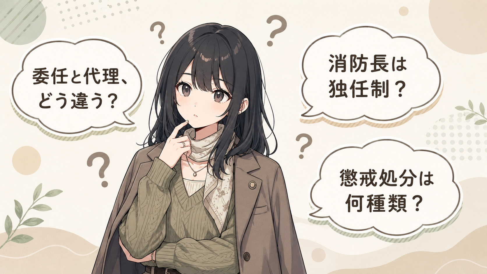 委任と代理、どう違う？消防長は独任制？懲戒処分は何種類？と悩む学習者
