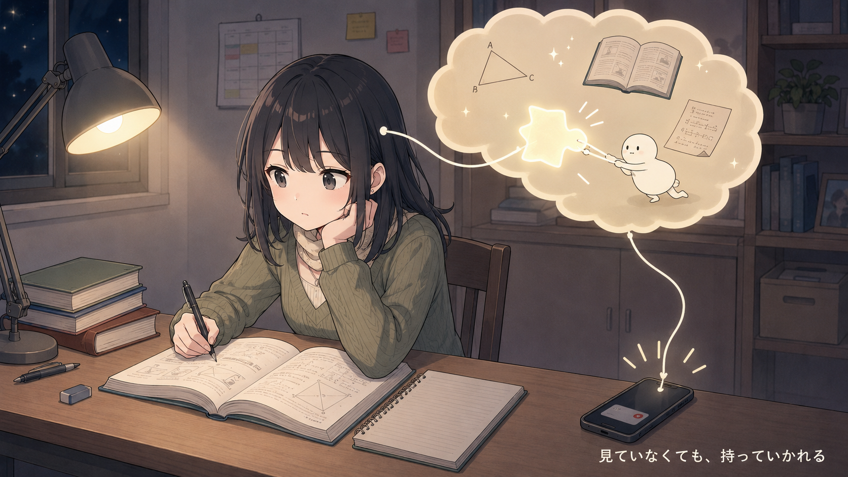 通知が光った瞬間に、考えていたことが引っぱられているイメージ