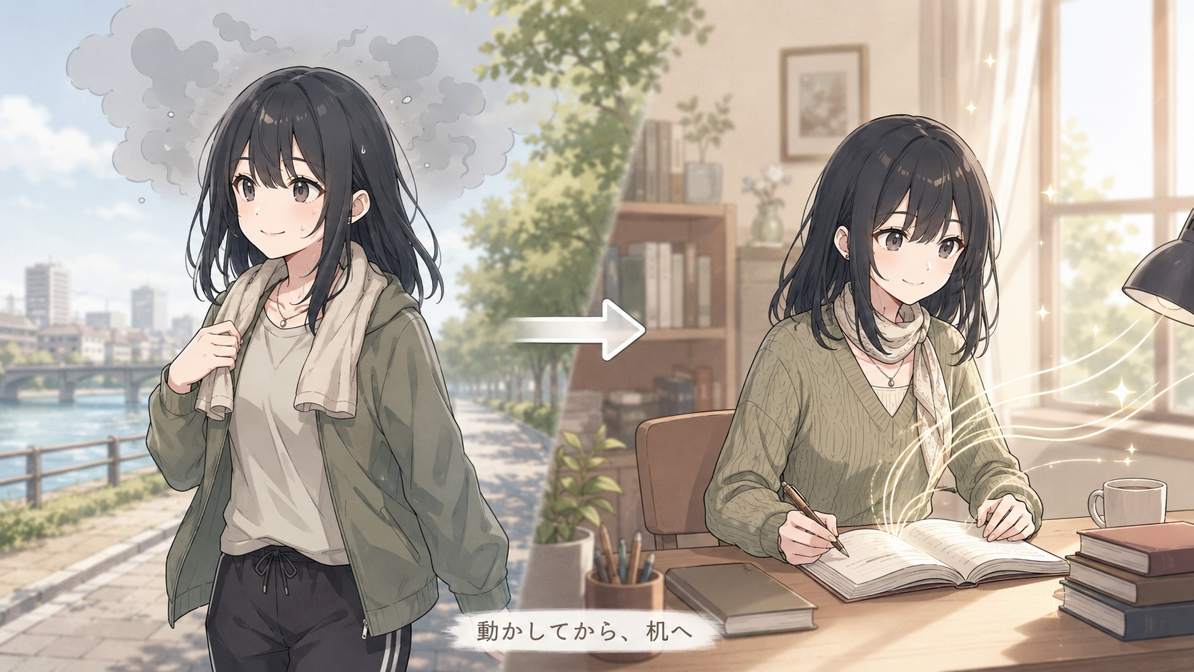 歩いたあとに机に向かうと、頭のまわりの空気が澄んで文字が入っていく様子