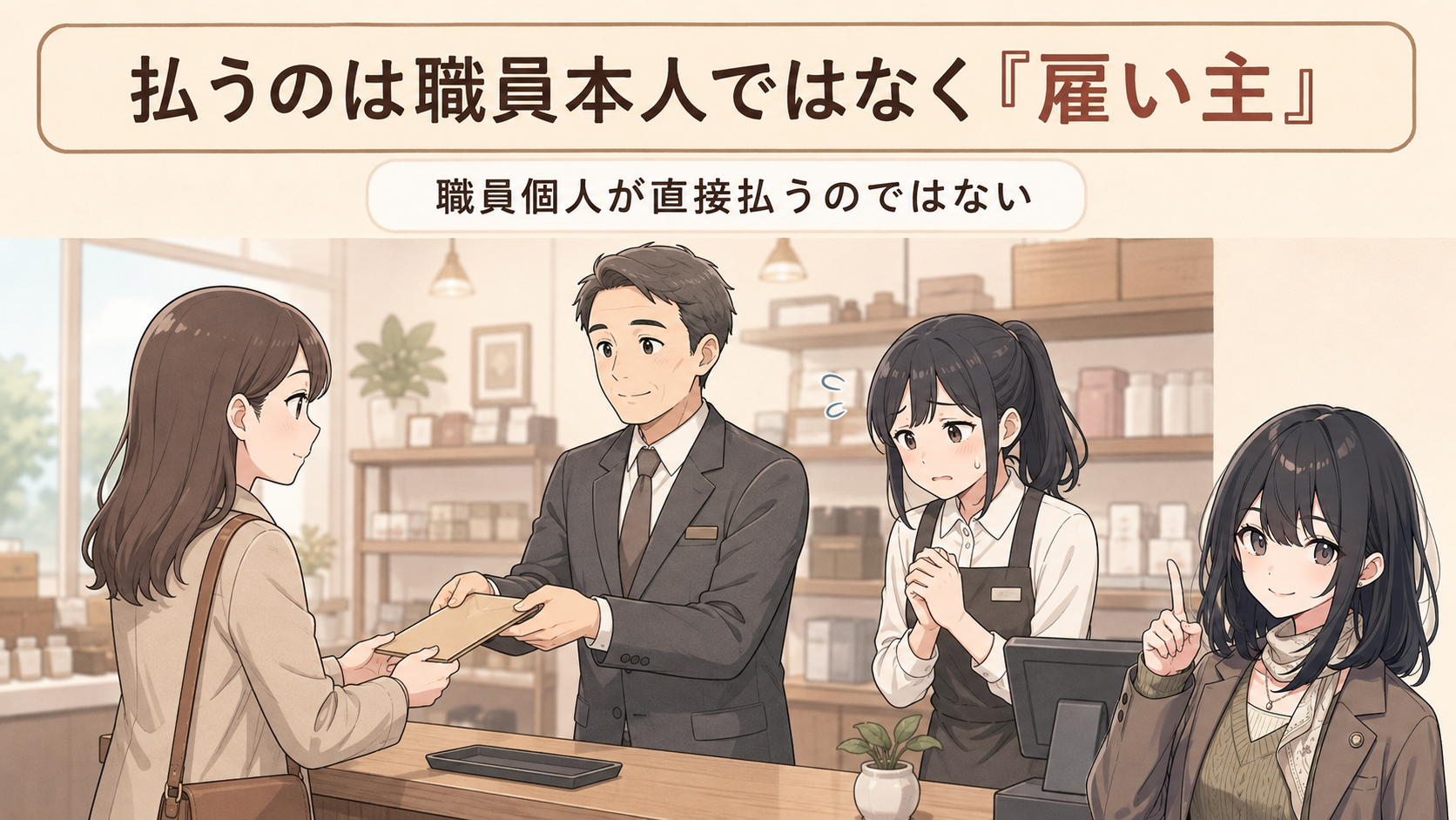 払うのは職員本人ではなく雇い主。店員のミスでお客に損をさせたら、まずお店（雇い主＝国・自治体）が弁償する。職員個人が直接払うのではない